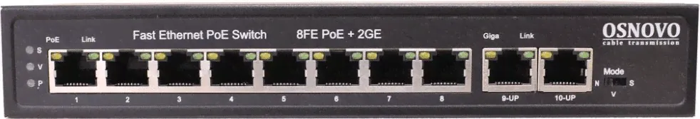 Коммутатор OSNOVO SW-20820(120W) 8-PoE Неуправляемый 10-ports, SW-20820(120W)-0